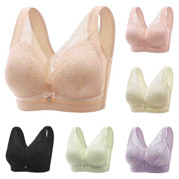 SROBPTY Womens Bras Plus Size Underwear Lace Adjustable Comfortable Gathering Bra without Rims