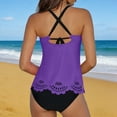 thumbnail image 4 of Miluxas 2 Pcs Womens Tankini Swimsuits Eyelet Bathing Suits Swim Tank Top Boyshorts Athletic Swimwear Purple XL(XL), 4 of 9