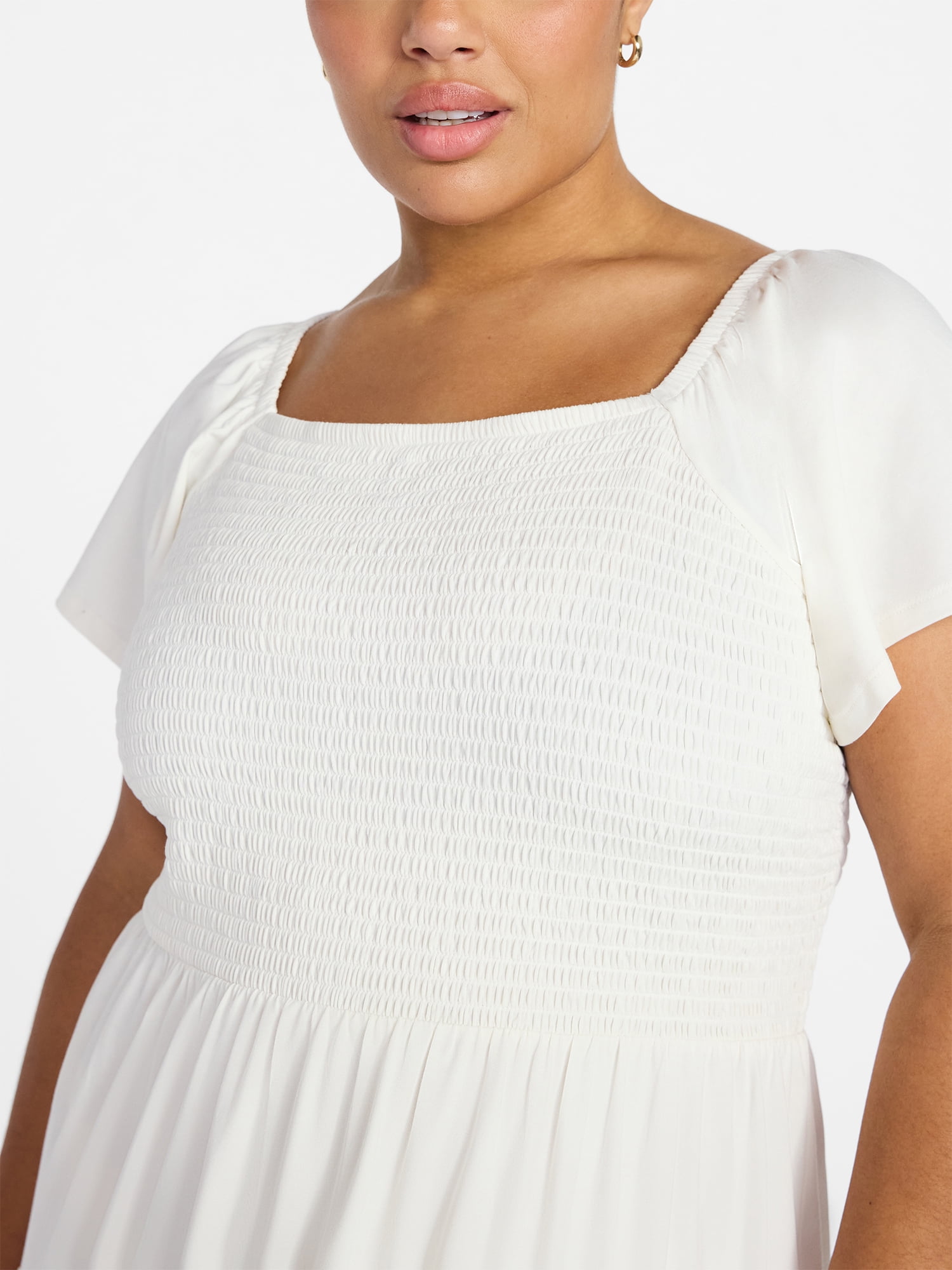Terra & Sky Women's Plus Size Square Neck Smocked Dress, Sizes 0X-4X