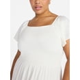 thumbnail image 3 of Terra & Sky Women's Plus Size Square Neck Smocked Dress, Sizes 0X-4X, 3 of 4