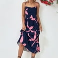 thumbnail image 5 of Edvintorg Women's Summer Floral Spaghetti Strap Sundress Womens Open-Back Sleeveless Drawstring Printed Temperament Flowy Maxi Dresses Blue S, 5 of 7