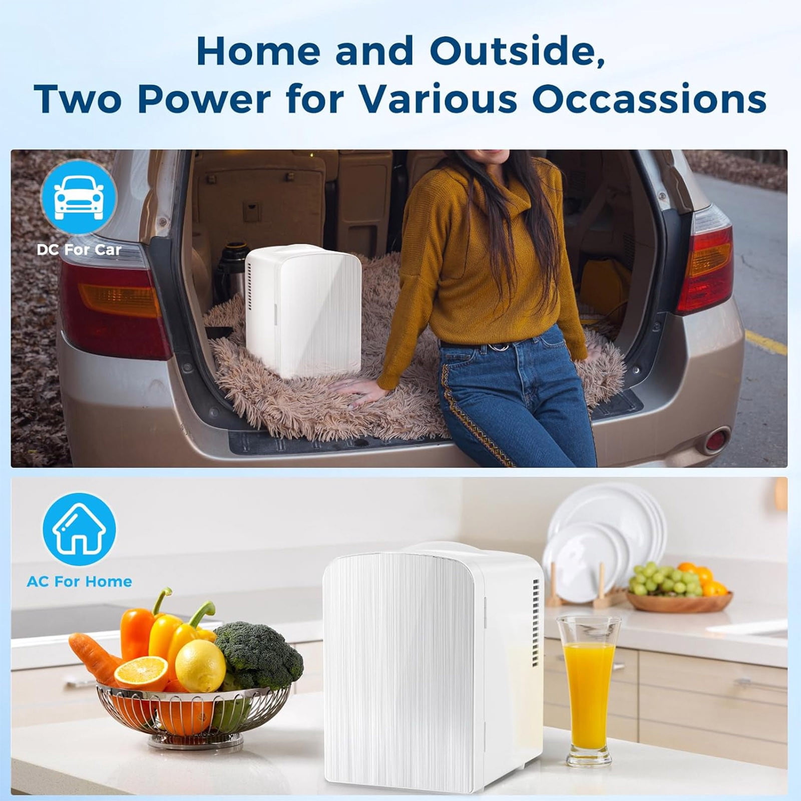 Mini Fridge 4 Liter Skincare Fridge Personal Refrigerator for Bedroom Office, Car, Dorm white