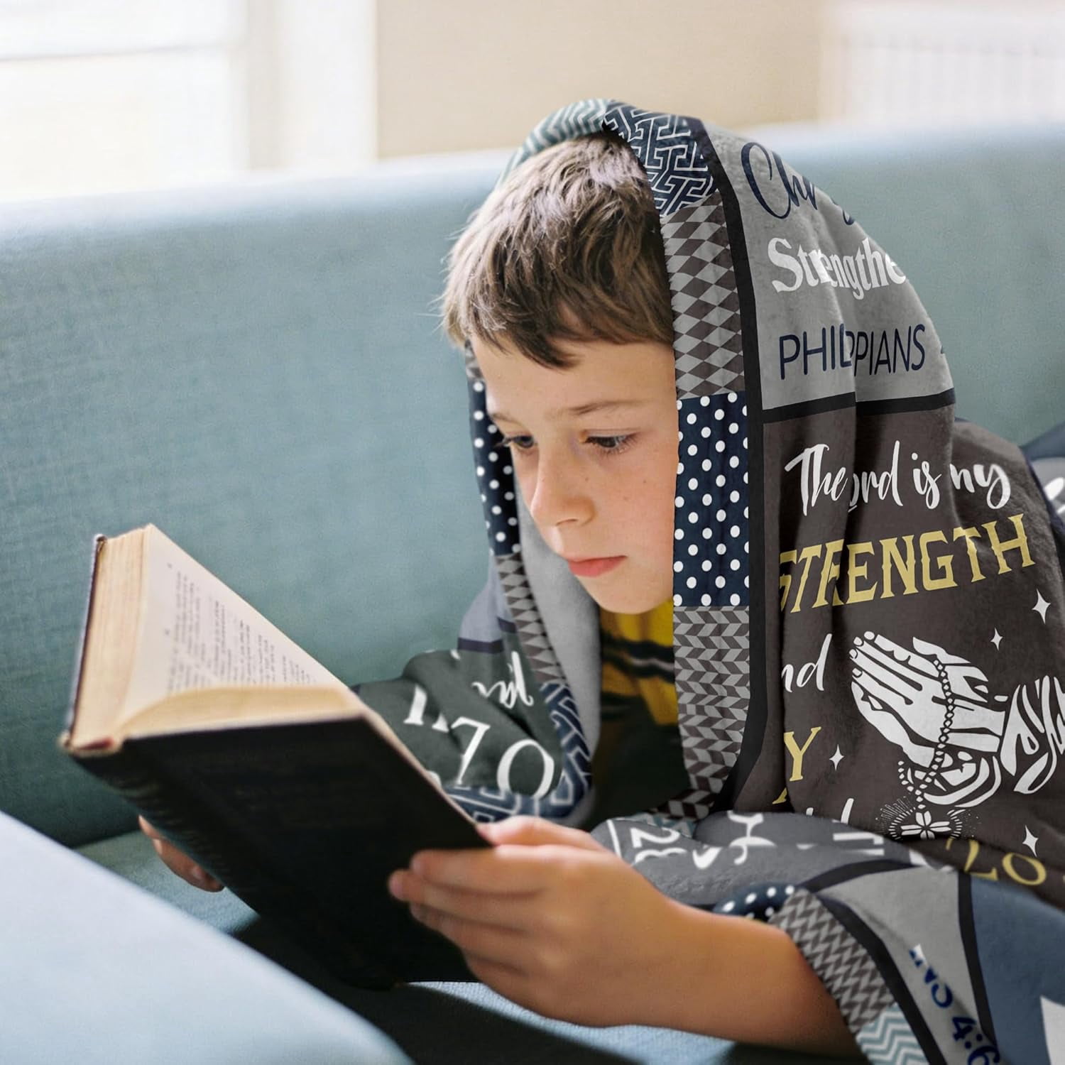 Christian Gifts for Men, Religious Gifts for Men Women, Baptism Gift for Man, Faith Based Gift for Christian, Best Bible Verse Present for Boys, Catholic Present 80"X60" Blanket