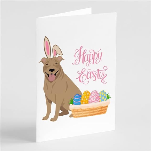 Fawn Pit Bull Terrier Easter Greeting Cards and Envelopes Pack of 8 7 in x 5 in
