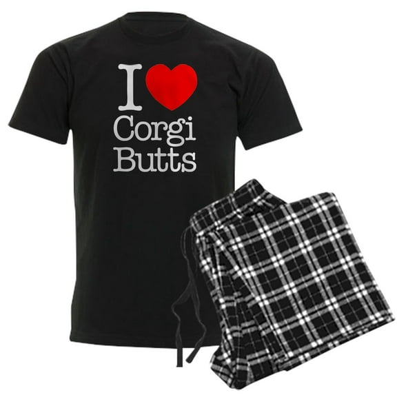 CafePress - I Heart Corgi Butts Men's Dark Pajamas - Men's Dark Loose Fit Cotton Pajama Set