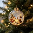 thumbnail image 6 of Vintage Christmas Scene Printed Ball Ornament, Winter Train Santa Cabin Wildlife Round Bauble, Hanging Decoration for Christmas Tree Holiday Home Mantel Display,Z006, 6 of 8