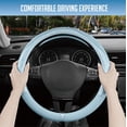 thumbnail image 5 of Steering Wheel Cover, Light Blue Patterned Leather Patchwork Design, Universal Fit 14.5"–15.5", Anti-Slip, Odor-Free, Soft PU Grain Leather, Durable Grip Car Accessory for Girls & Women, 5 of 16