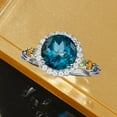 thumbnail image 4 of Ross-Simons 5.20 ct. t.w. London Blue Topaz and Multi-Gem Halo Ring in Sterling Silver, Women's, Adult, 4 of 7