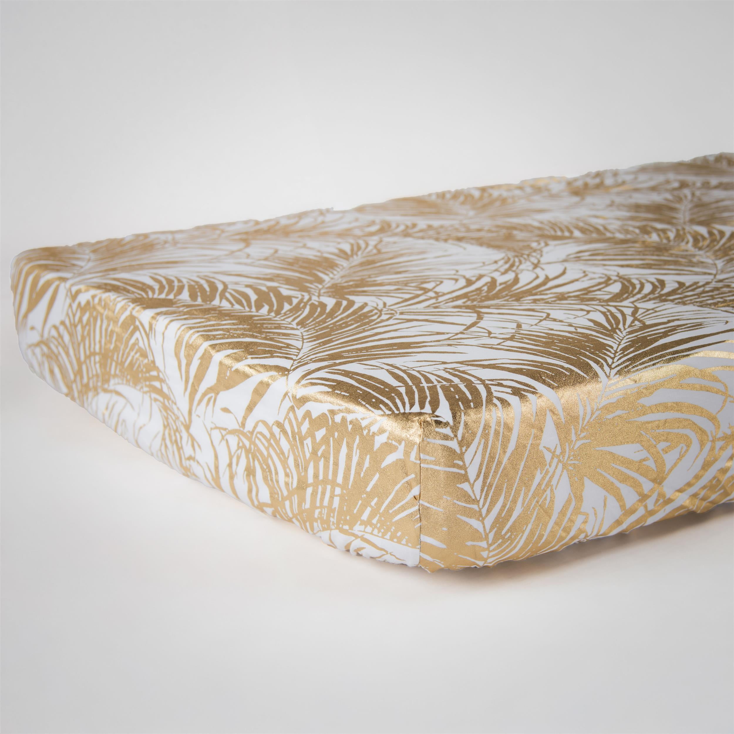 Rizzy Home 28" X 52" White/Metallic Gold Botanical Cotton Cribsheet