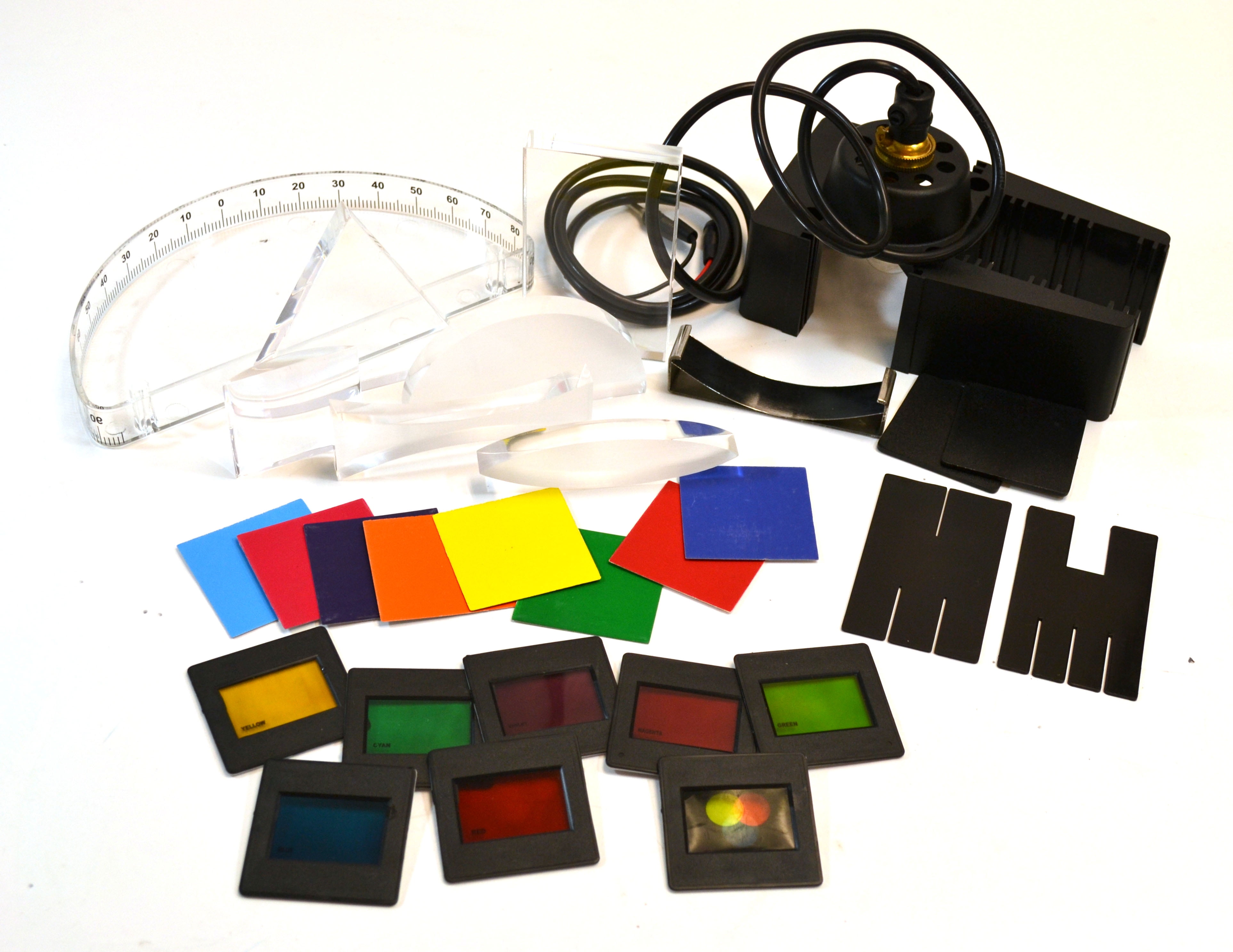 Student Optics Kit Light Box & 27 Optical Components Eisco Labs