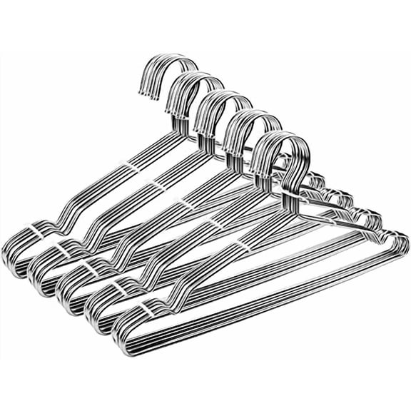 Clothes Hangers Coat 50 Pack 17.7 Inch Large Bulk Wire Hanger Non-Slip Heavy Duty Clothing Hangers Metal Space Saving Thin Stainless Steel Hanger for Clothes