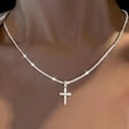 thumbnail image 4 of Huepoe Women Necklace Cross Pendant Shimmering Surface Adjustable Length Neck Jewelry Daily Wear Gifting Lightweight Lady Clavicle Necklace, 4 of 8