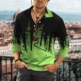 thumbnail image 2 of Camisa de hombre de manga larga con cuello vuelto, blusa informal con botones, tops degradados en 3D ajustados Odeerbi ODB-2, 2 of 8