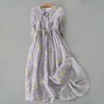thumbnail image 1 of WILLBEST Vestidos de Algodon para Mujer, Estilo Coreano, con Cordones, Cintura Definida, Camisa, Vestido Midi de Verano, Media Manga, Vestido de Línea A A La Moda 379 Mediana​​, 1 of 2