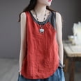 thumbnail image 2 of Gpoecd Camisole Ample à Boutons Décoratifs Patchwork T-Shirts Sans Manches Décontractée d'Été avec Soutien-Gorge Intégré Rouge, TTTG, 2 of 3