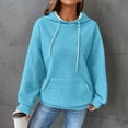 thumbnail image 2 of Kaprioy Womens Hoodies Casual Long Sleeve Drawstring Waffle Pullover Tops Loose Hooded Sweatshirt with Pocket Sky Blue, XL, 2 of 6