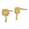 thumbnail image 2 of Real 14kt Yellow Gold Palm Tree Post Earrings; for Adults and Teens; for Women and Men, 2 of 3