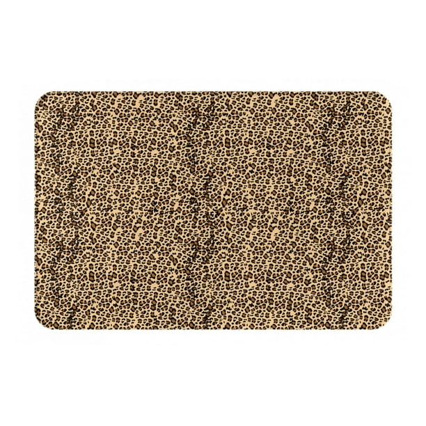 Balery Leopard Print Brown Felpudo de franela, resistente a las manchas y a la decoloración, para uso interior y exterior, fácil de limpiar, 40 x 60 cm