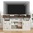 thumbnail image 3 of 66" Farmhouse TV Stand for 65" 70" 75" TVs with Power Charging Station, Slidding Barn Door Entertainment Center with Adjustable Storage Shelves for Living Room Bedroom, 3 of 9