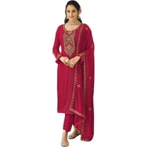 South Asian Wear Pakistani Designer Salwar Kameez Suits Indian Trouser Pant Dress ( Pink, 5XL - 52 )