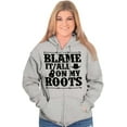 thumbnail image 3 of Blame It On My Roots Country Music Unisex Fleece Graphic Zip Up Hoodie Brisco Brands 2X, 3 of 5