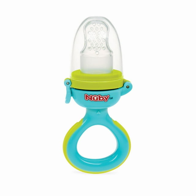 Nûby Twist n' Feed First Soft Foods Feeder with Safety Lock - Green/Aqua, for Children 10 Months +
