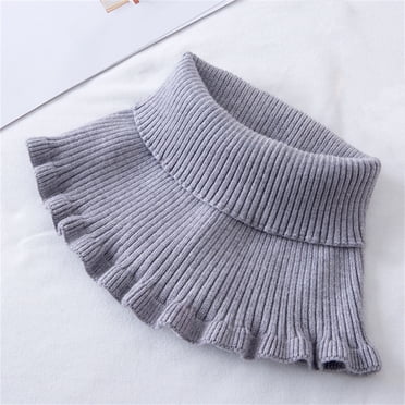 Gray Neckerchief Women's Turtleneck Dickey Collar Knitted Detachable Collars Mock High Turtleneck Dickey Collar for Women Girl