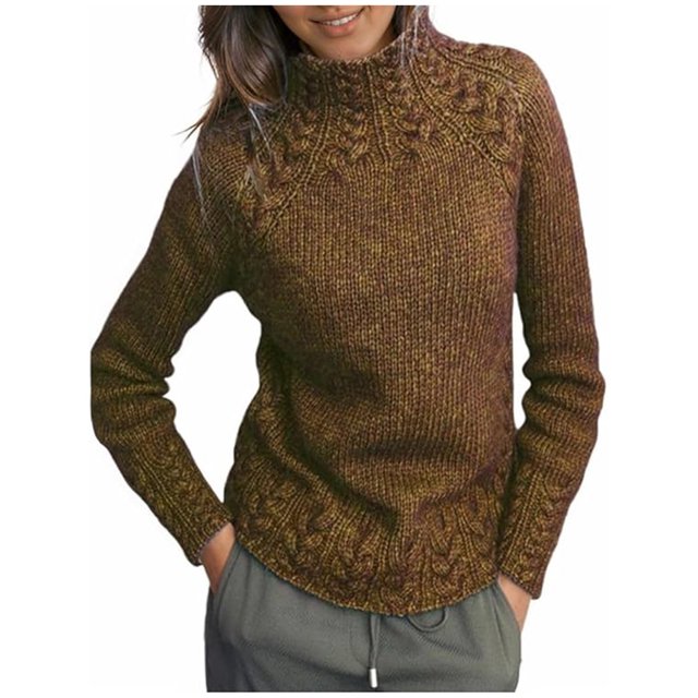 Women's Fall Long Sleeve Mock Neck Knit Sweater Lightweight Basic Casual Slim Fit Pullover Tops