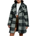 thumbnail image 2 of Xdegoge Fleece Jacket Women Plaid Flannel Button Down Fuzzy Winter Coats Warm Loose Fit Long Sleeve Sherpa Jackets Outerwear, 2 of 9
