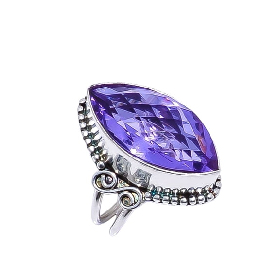 Colour Changing Alexandrite Gemstone 925 Sterling Silver Ring, 25X13 mm Marquish Gemstone Ring, Purple & Pink Ring, Christmas Gift, Unique Jewelry Rin