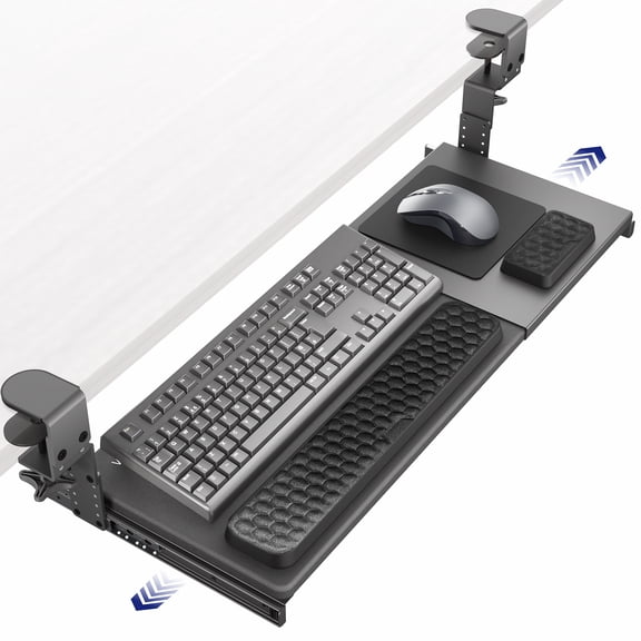 VIVO Black Clamp-on Height & Width Adjustable Keyboard Tray