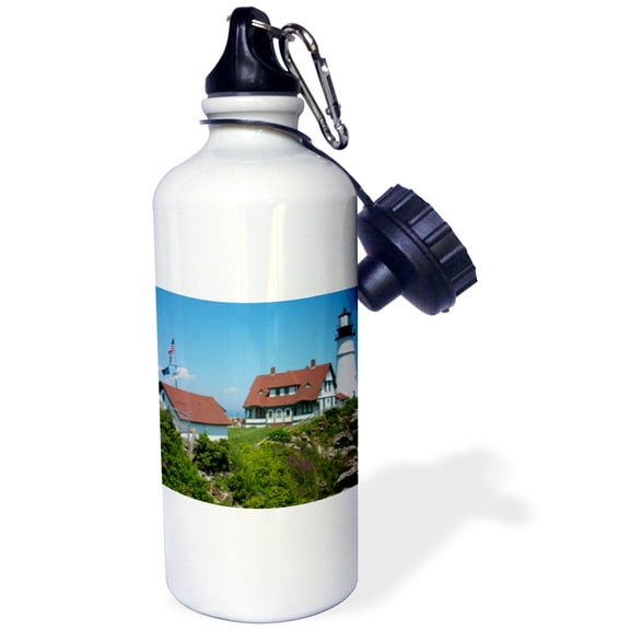 3dRose, Portland, Maine, Portland Head Light, lighthouse on cliff., Flip Straw 21oz Water Bottle