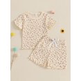thumbnail image 4 of Toddler Baby Girls Shorts Clothing Set, 6 12 18 24 Months 2T 3T 4T Short Sleeve Crew Neck T-shirt with Shorts Floral Summer Outfit, 4 of 9
