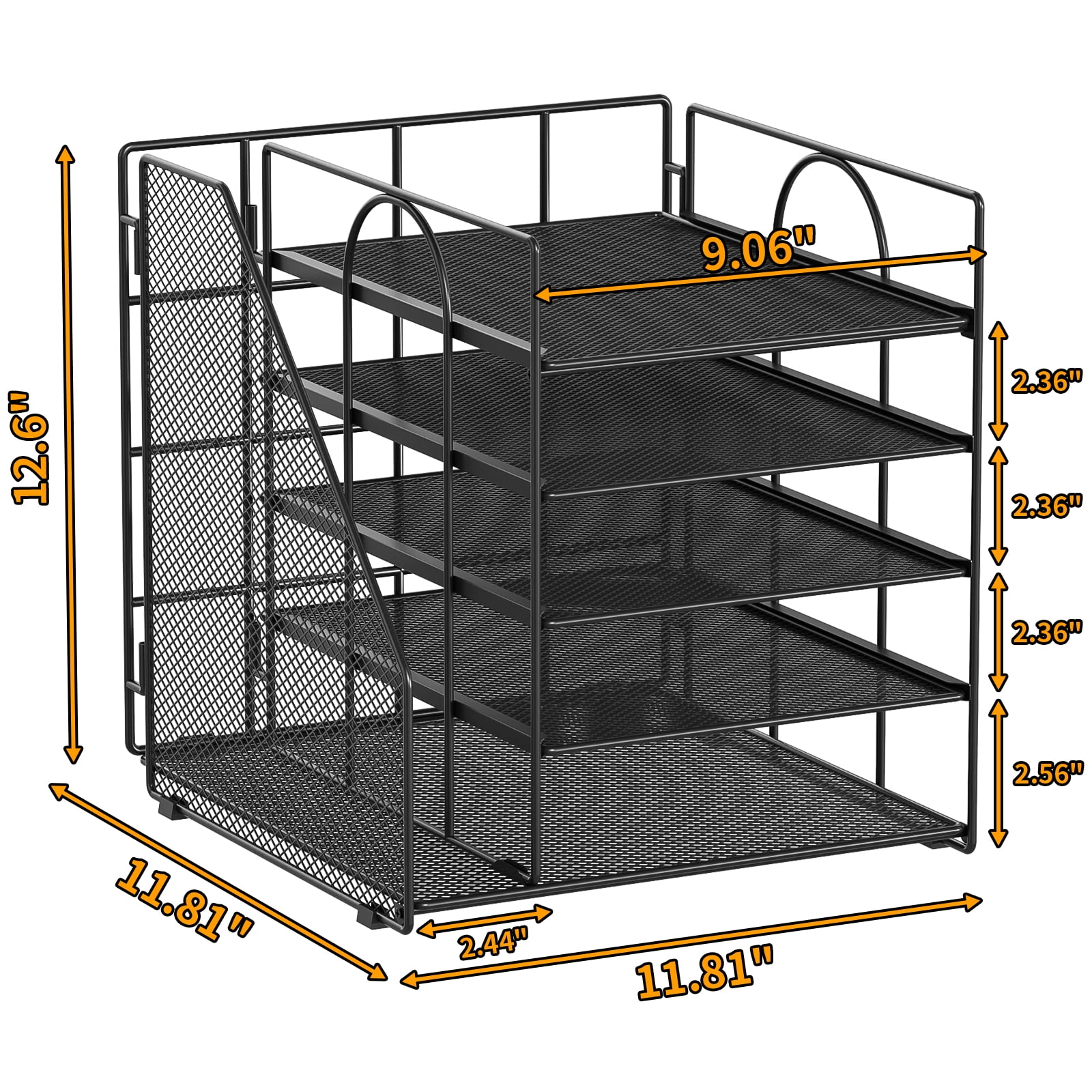 Mintazer Desk Organizer with File Holder, 5-Tier Paper Letter Tray Organizer Mesh Desktop File Organizer Magazine Holder for Home School Office Supplies, Black