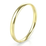 Sz 5.5 Solid 10K Yellow Gold 2MM Round Dome Comfort Fit Wedding Band Ring