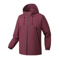 thumbnail image 2 of Sentmoon Winter Coats for Men Color Block Long Sleeve Drawstring Hooded Neck Men's Jackets Plus Size Zipper Windbreaker Waterproof Men Fall Clothes Streetwear for Walking and Daily Red M, 2 of 4