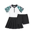 thumbnail image 3 of DPOIS Girls 2 Piece Swimwear Short Sleeve Swimdress Quick Dry Swimsuit Tankini Summer Lily Pink 10, 3 of 6