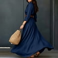 thumbnail image 4 of QUNYINEY Blue Dresses for Women Plus Size Flowy Long Casual Long Sleeve A Line Dress Commute Collared Slim Fit Casual Button Down Dresses, 4 of 9