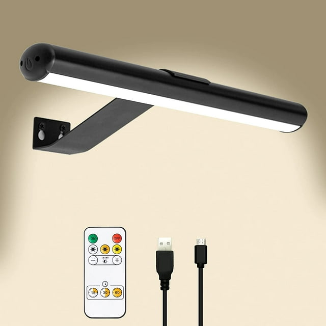 Fjärrkontroll vägglampa, bild trådlös LED-lampa, uppladdningsbart batteri, 300 lumen ljusstyrka, justerbar, för fresk och piltavla med metallkropp