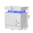 thumbnail image 2 of Hommpa Modern Bedside Table High Gloss Front 2 Drawers Nightstand Cabinet with LED for Bedroom White, 2 of 11