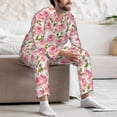thumbnail image 7 of Salouo Rose Flowers Print Button-Front Long Sleeve Pajama Set for Men, Soft 2Pjs Men's Long Sleeve Sleepwear-XX-Large, 7 of 7