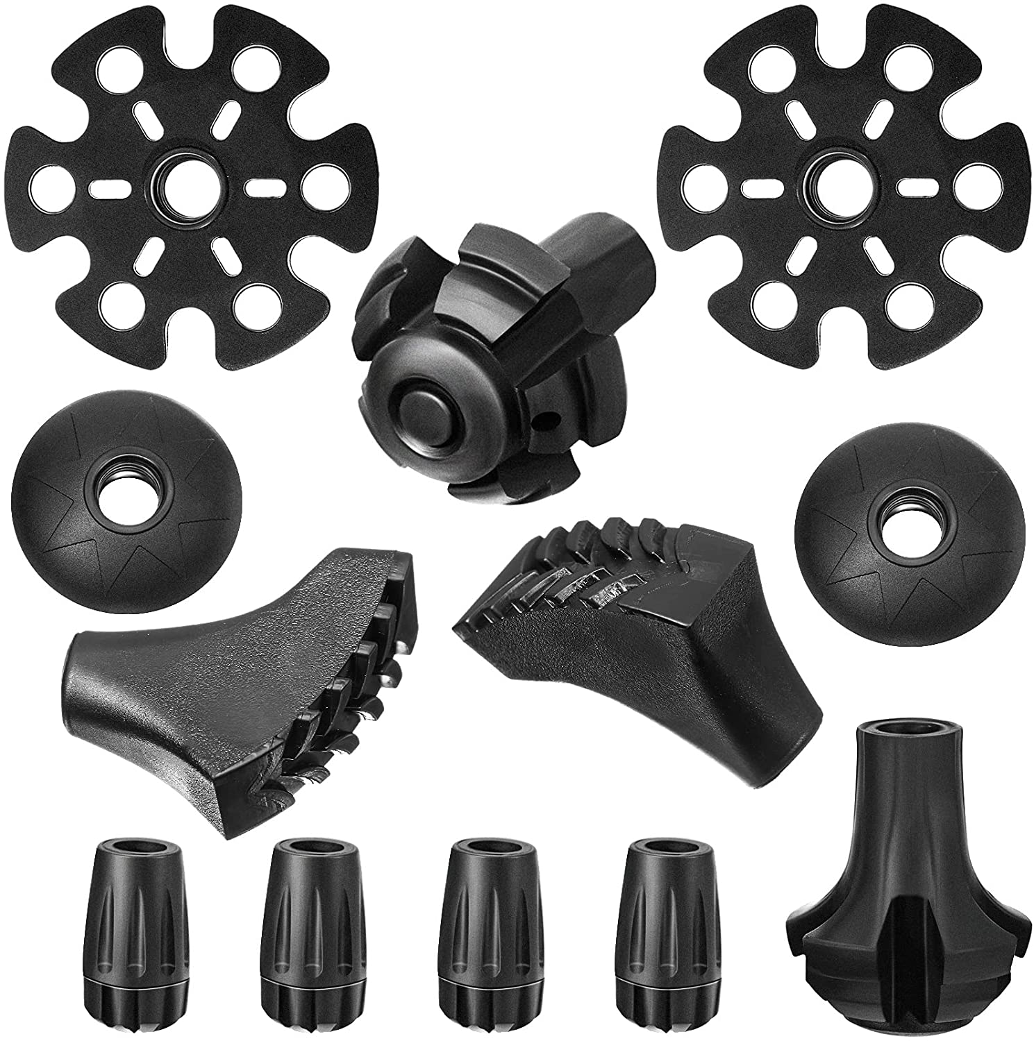 16 Pieces Rubber Tips Trekking Pole Accessories Set, Includes Round