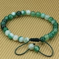 thumbnail image 2 of Angelstones Handmade Gemstone 6mm Green Banded Agate Round Beads Adjustable Braided Macrame Tassels Chakra Reiki Bracelets 7-9 inch Unisex, 2 of 2