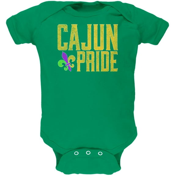 Mardi Gras Cajun Pride Fleur De Lis Soft Baby One Piece Kelly Green 6 Month
