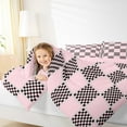 thumbnail image 4 of jejeloiu Geometric Plaid Grid Full Size Comforter Sets,Modern Geometric Checkered Bedding Comforter Set,Pink Black Checkerboard Bedding Sets For Children,Microfiber Bedroom Decor Reversible,3pcs, 4 of 8