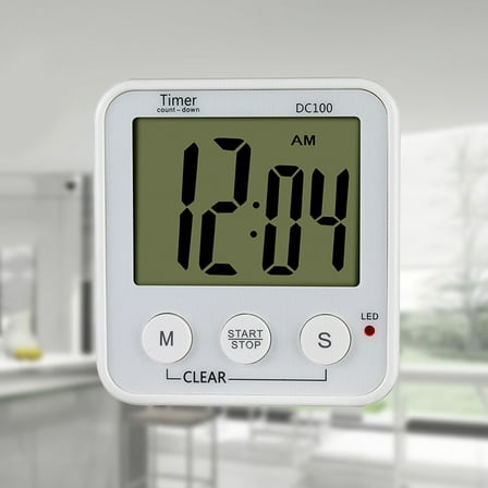 WHAMVOX White Plastic Digital Kitchen Timer with Loud Alarm and Large Screen for Home Use, Max Countdown 99 Minutes 59 Seconds