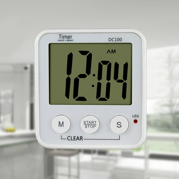 WHAMVOX White Plastic Digital Kitchen Timer with Loud Alarm and Large Screen for Home Use, Max Countdown 99 Minutes 59 Seconds