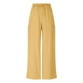 thumbnail image 3 of ZQUUVOU Women's Wide Leg Pants Solid Color Loose Casual Long Palazoo Pants(Yellow,L), 3 of 8