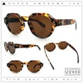 thumbnail image 2 of Round Keyhole Bridge Vintage Horn Rim Dagger and Shield Logo Sunglasses Tortoise - Brown, 2 of 8