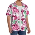 thumbnail image 2 of Uemuo Flamingo Pattern Cotton Linen Short Sleeve Shirts,Casual Lightweight Button Down Shirts,Vacation Beach Summer Tops-3X-Large, 2 of 7